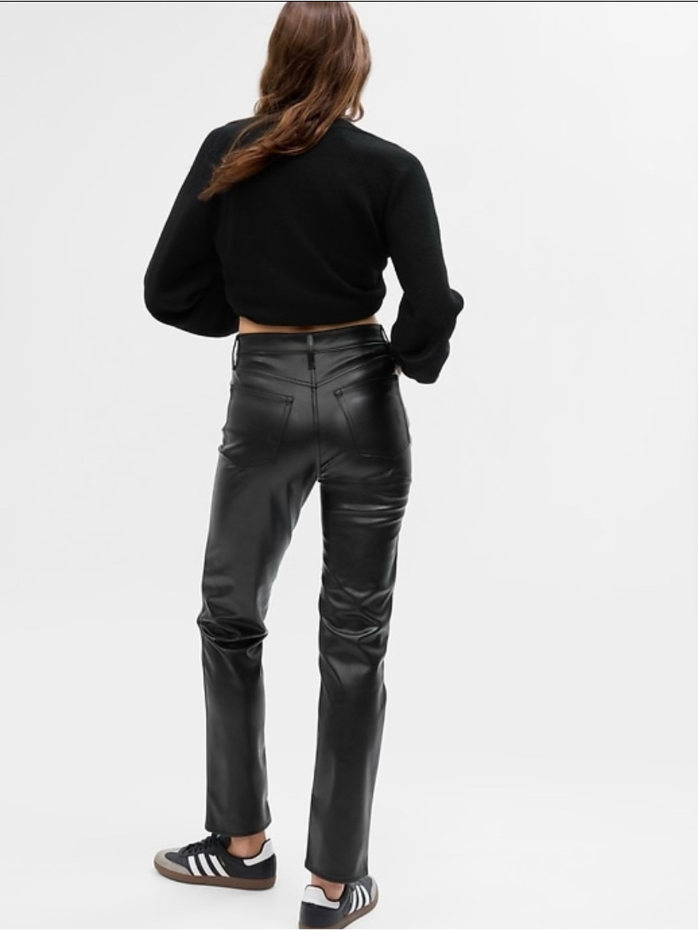 GAP Black Faux Leather Straight-Leg Jeans